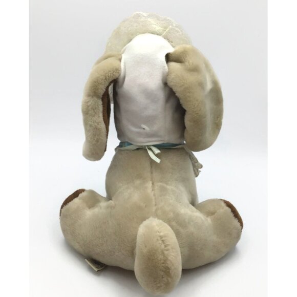 Ganz Bros 10" Wrinkles the Dog Plush Tan Brown Sitting w/ Bonnet Bib Collar 1981 - Picture 8 of 11